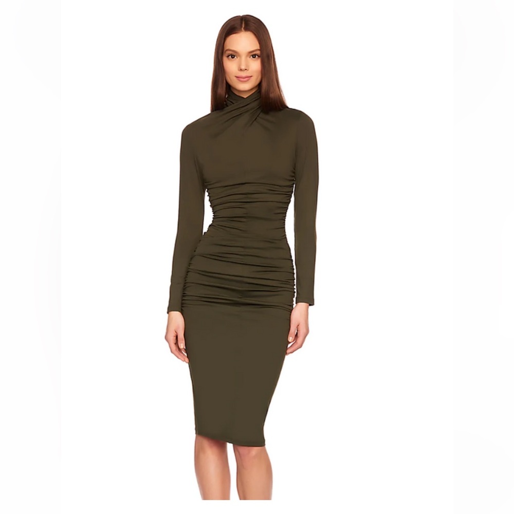 NWT Susana Monaco Dress Ruched crossover hunter green